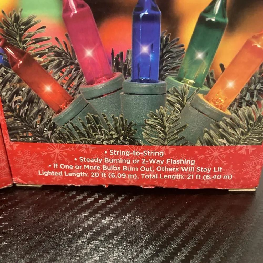 Holiday Style 100 Indoor/Outdoor‎ Multicolor Mini Christmas Lights 2 Boxes